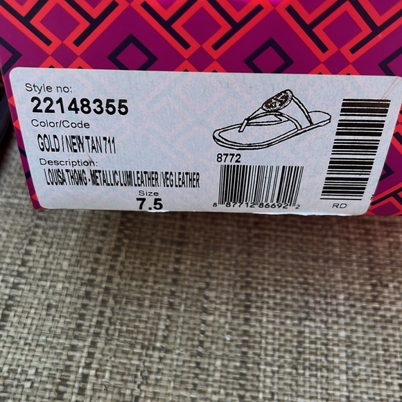 Tory Burch Louisa Gold/Tan Sandals. Metallic Leather/Veg Leather. Size 7.5 - Picture 6 of 6